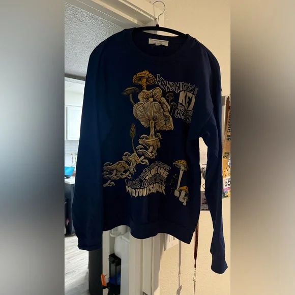 Project Social T X Urban Outfitters Blue Mushroom Graphic Sweatshirt in S/M - Picture 4 of 6